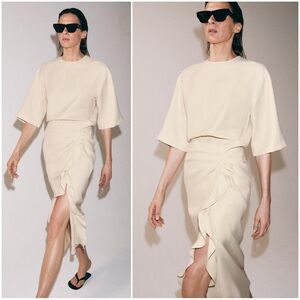 ZARA ZW COLLECTION DRAPED MIDI DRESS
